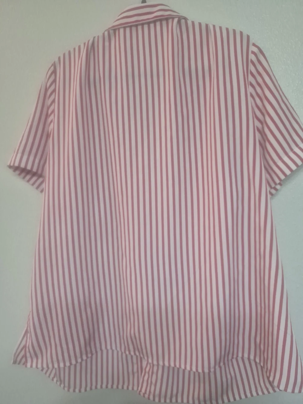Jaclyn Smith Pink and White Striped Short-Sleeve Button-Down Shirt